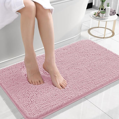 OLANLY Small Bathroom Rugs 24x16, Extra Soft Absorbent Chenille Bath Rugs | Dusty Rose, Quick-Drying Rubber Backing, Machine Washable Bath Mat for Bathroom Floor, Tub and Shower, Home Decor Accessories