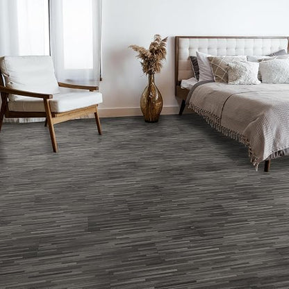INMOZATA 36-Pack Peel and Stick Floor Tile Waterproof Vinyl Plank Flooring | 54 Sq.Ft, Heat-resistant, Wood Grain Self Adhesive Flooring for DIY Bedroom Living Room Bathroom Kitchen (Granite Gray)