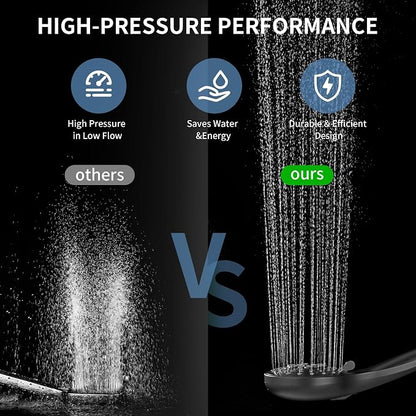 BRIGHT SHOWERS Stainless Steel Slide Bar Grab Rail Set Ada Compliant, 5-Spray Handshower with Slide Bar Kit – Includes Handheld Shower Head and 69-Inch Hose, Matte Black