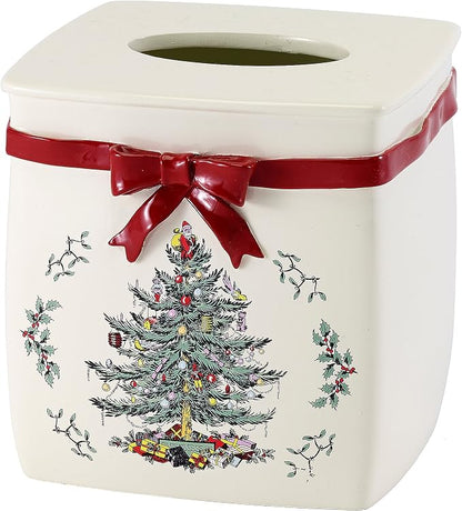 Spode - Tissue Box Cover, Countertop Accessories, Holiday Home Decor (Spode Christmas Tree Collection)