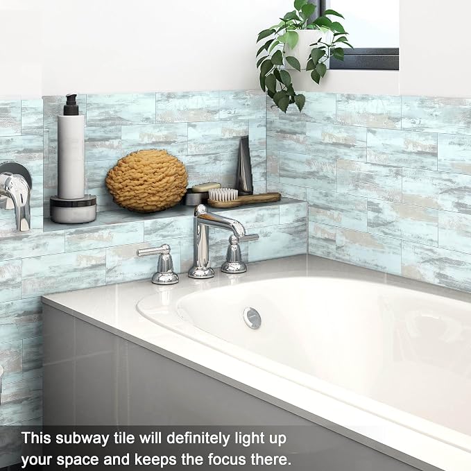VAOVI Matte Peel and Stick Tiles Bathroom Wall(23pcs,Blue)