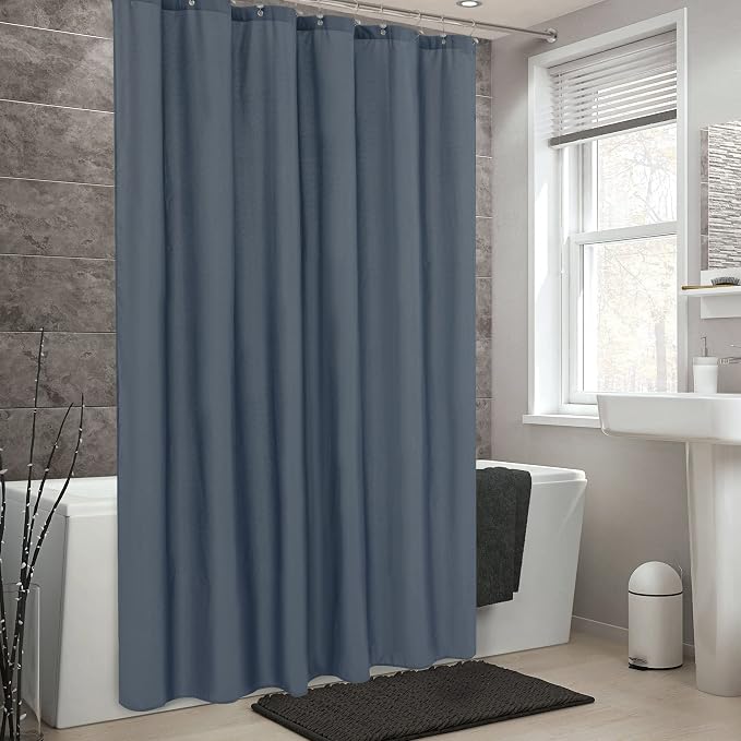 ALYVIA SPRING Extra Long Fabric Shower Curtain or Liner Stone Blue, 72x84 | 3 Magnets, Soft Cloth & Hotel Quality, Machine Washable, Light-Weight, Extra Long Size
