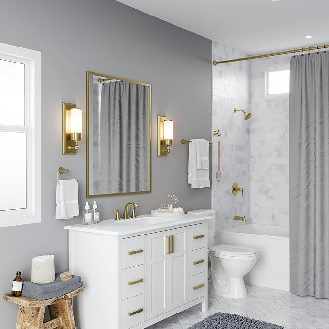 Pfister Willa Bathroom Sink Faucet, 8-Inch Widespread, 2-Handle, 3-Hole, NSF Certified, Brushed Gold Finish, LF049MALBG