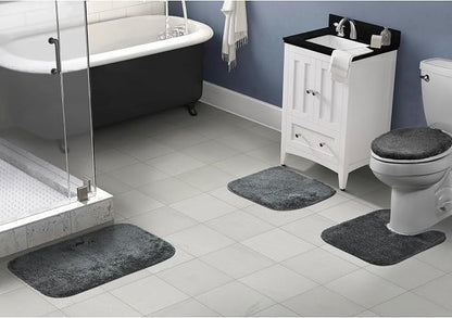 Garland Rug Traditional Bath Rug Set, 4-Piece, Dark Gray