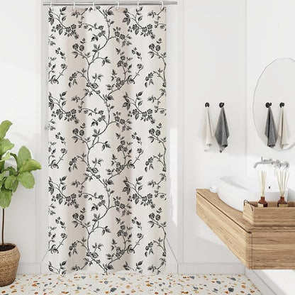 MitoVilla Small Stall Cotton Floral Shower Curtain for Bathroom,48 x 72 | Narrow BoHo Cottagecore Spring Shower Curtains, Modern Farmhouse Country Plant Leaves Bathroom Décor, 48 x 72