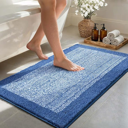 48x24 Long Bathroom Rugs Washable Non Slip, Blue Bath Mat for Bathroom Floor Tub, Soft Absorbent Quick Dry Mats for Shower,Bathtub,Home Decor