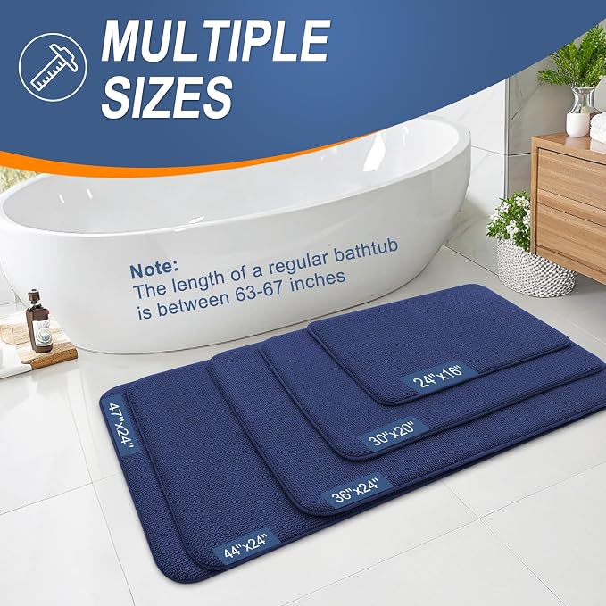 OLANLY Memory Foam Absorbent Bathroom Rugs Mats 30x20, Twilight Sapphire | Soft Quick Dry Bath Mats Rugs, Non-Slip, Machine Washable Carpet for Bathroom Floor, Tub and Shower, Home Decor Accessories