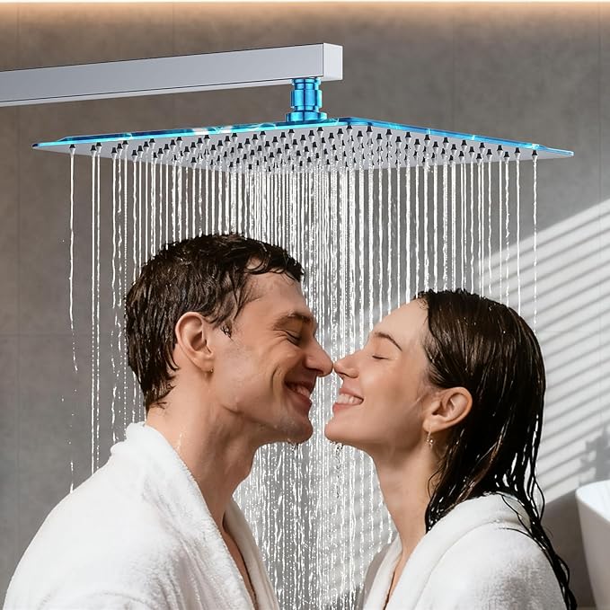 Shower System Modern Rain Brass Faucet Set With Valve and Diverter Shower Mixer With Handheld High Pressure Square Rainfall Shower Valve (12'' Wall Mount, Chrome Polished)