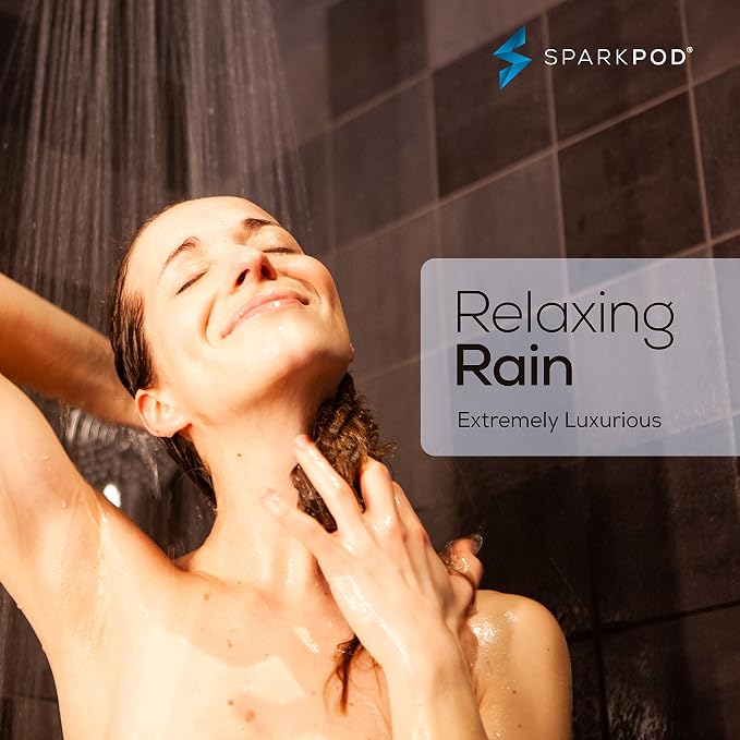 SparkPod 6" Round Rain Shower Head with 11" Shower Arm | Shower Head & Extension Arm Combo, Height Adjustable, High Pressure Performance, Easy 1-Minute Installation, Polished Chrome