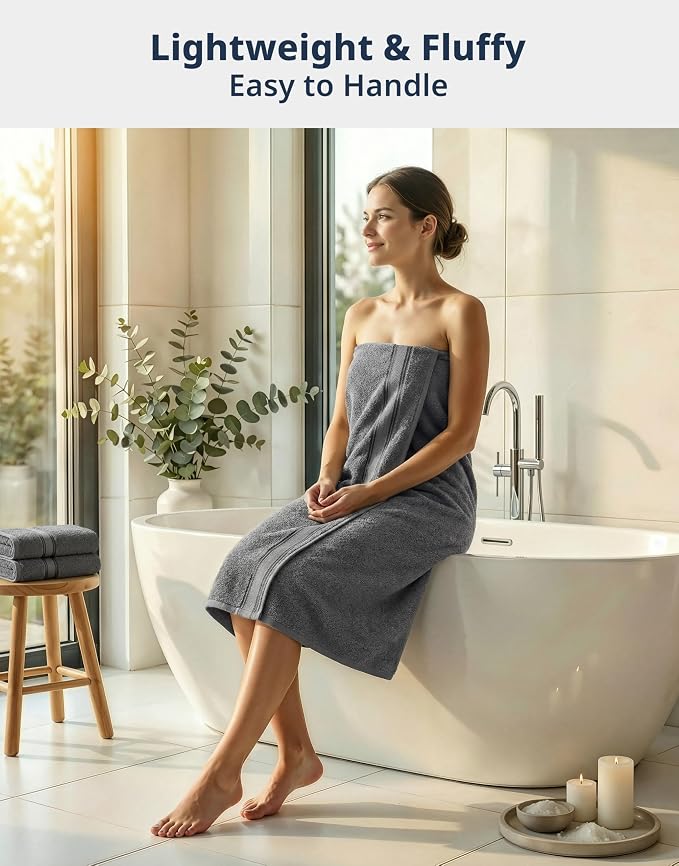 LANE LINEN Bath Towel Set 100% Cotton 12 Piece Soft Absorbent - Grey | Shower Towels - Generously Sized, Oversized & Roomy, Lightweight & Breathable, Fade-Resistant Color, Classic Terry Weave