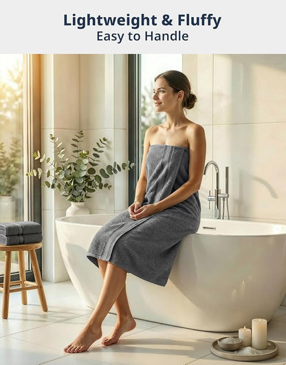 LANE LINEN Bath Towel Set 100% Cotton 12 Piece Soft Absorbent - Grey | Shower Towels - Generously Sized, Oversized & Roomy, Lightweight & Breathable, Fade-Resistant Color, Classic Terry Weave