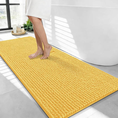 OLANLY Thick Chenille Bathroom Runner Rugs Mats 44x24, Yellow | Soft Absorbent Bath Rugs, Rubber Backing, Machine Wash Dry, Bath Mats for Bathroom, Tub and Shower, Home Decor Accessories