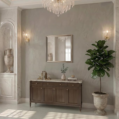 DESBING 24"x24" Gold Bathroom Mirrors for Over Sink | Tempered Glass, Metal Frame, Rectangle Vanity Wall Mirror for Bathroom, Living Room, Bedroom, Horizontally or Vertically