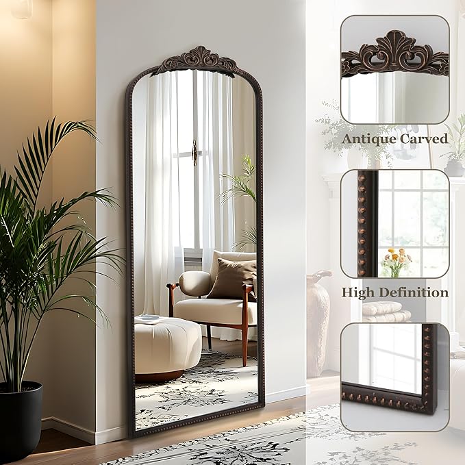 Micasso Bronze Full Length Mirror: 21''x56'' Baroque Vintage Floor Mirror | Traditional Ornate Antique Long Body Mirror for Wall/Dressing Room/Cloakroom/Bedroom/Entryway/Hallway/Fireplace/Living Room