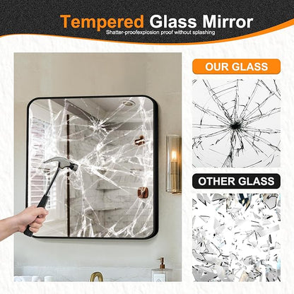 Bathroom Vanity Mirror, Black Framed Mirror for Over Sink, 30x30 | HD glass, distortion-free for makeup and grooming, Sturdy frame, all mounting hardware, hangs horizontal or vertical