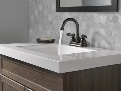 Peerless Claymore Centerset Bathroom Faucet, Oil Rubbed Bronze Bathroom Sink Faucet, 2 Handle Bathroom Faucet, Pop-Up Drain Assembly, Oil Rubbed Bronze P299685LF-OB
