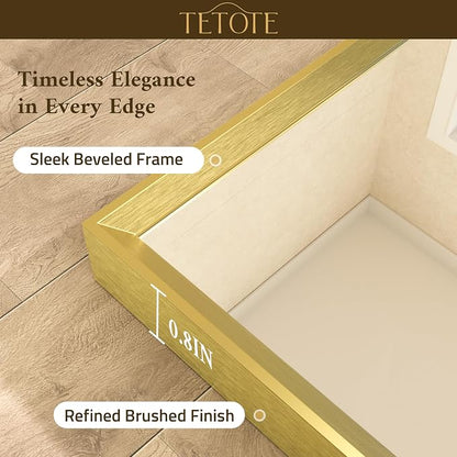 Brushed Gold Mirror for Bathroom Sink 30" x 36" Beveled Frame Brushed Brass Gold Vanity Rectangle Mirror for Bathroom Wall, Modern Farmhouse, Tempered Glass, Stronger Frame