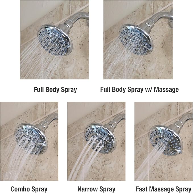 Danco 1.8GPM 5-Spray Water-Saving Shower Head with Adjustable Swivel Ball Joint in Chrome (12017)