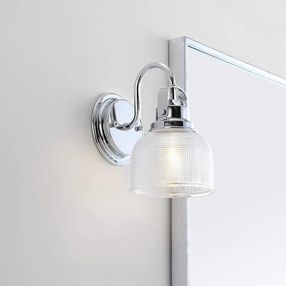 JONATHAN Y 5.75" Chrome Modern Bathroom Vanity Light, 1-Light LED Wall Sconce, Clear Glass Bell Shade for Mirror Hallway Kitchen, ETL Listed, LED Bulb Included JYL7407A