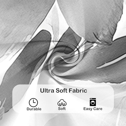 Floral Shower Curtain, Grey Watercolor Flower Shower Curtains for Bathroom, Modern Minimalist Waterproof Fabric Bath Curtain 72x72 Inch