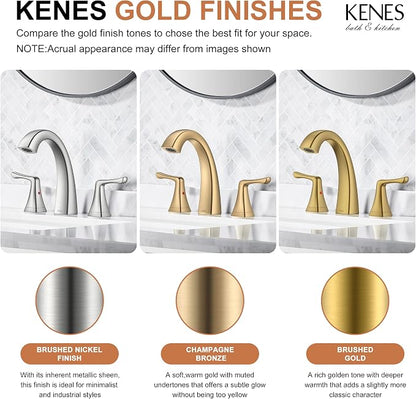Champagne Bronze Bathroom Faucet 3 Hole, Widespread Bathroom Faucet | Bathroom Vanity Faucet with Pop Up Drain & Supply Lines, Lead-Free cUPC & NSF Certified, 8 Inch Faucet for Vanity RV Sink