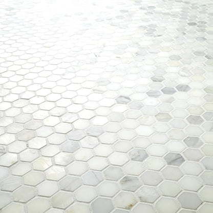 MSI Arabescato Carrara Honed Marble Tile for Kitchen Backsplash, Wall Tile for Bathroom, Accent Wall Tile, and Shower Wall Tile, 11.1 in. X 11.5 in. Mesh-Mounted Mosaic Tile, (8.9 sq. ft.)