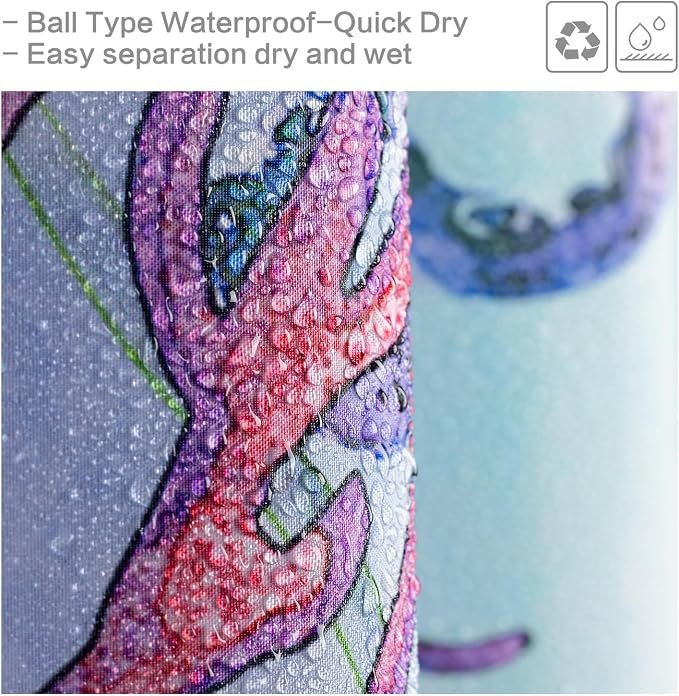 Ocean Shower Curtain, Kids Shower Curtain for Bathroom 72x72 | Marine Life Beach Shower Curtain Set with Hooks Quick-dry Waterproof Machine Washable Bath Curtains