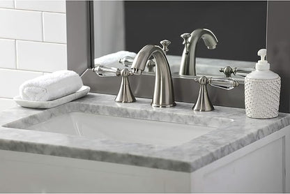 Kingston Brass KS2978WLL Widespread Lavatory Faucet With Crystal Lever Handle, 5-1/2" in Spout Reach, Brushed Nickel
