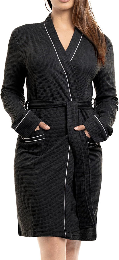 NY Threads Women's Robe Soft Knit Waffle Bathrobe Lightweight Knee-Length Loungewear