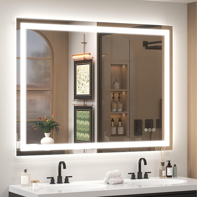 48x36 Inch LED Bathroom Mirror for Wall | Dimmable Vanity Mirror with Lights, Backlit and Front Lighted Mirror for Wall, Anti-Fog, Memory, Shatter-Proof, ETL Listed