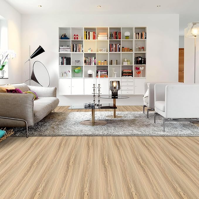 Peel and Stick Floor Tile, 20-Pack 30 Sq.Ft, Peel and Stick Flooring | Waterproof and Easy to Clean, Natural Wood Grain Look Vinyl Flooring, Self Adhesive and Removable for Bathroom Kitchen