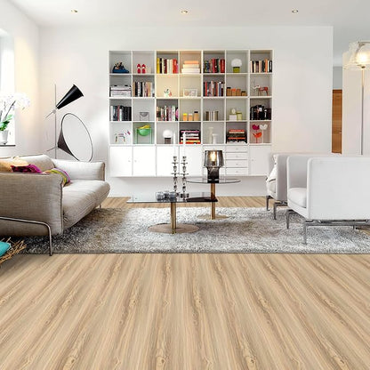 Peel and Stick Floor Tile, 10-Pack 15 Sq.Ft, Peel and Stick Flooring | Waterproof and Easy to Clean, Natural Wood Grain Look Vinyl Flooring, Self Adhesive and Removable for Bathroom Kitchen