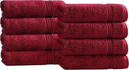 Superior Egyptian Cotton Bath Towel Set, Towels For Home Bathroom, Master, Guest Bath, Decor Essentials, Quick Dry, Absorbent, Large Body Towels, Spa, Hotel, Resort, Adult, Kids, Set of 8, Burgundy