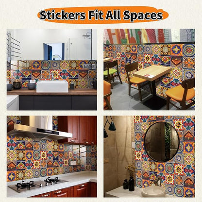 24 PCS Peel and Stick PVC Tile Stickers Waterproof Removable | for Kitchen Bathroom Backsplash, Waterproof Self-Adhesive Removable Decals, Easy DIY Decor, Smooth Surfaces, 3.94x3.94in