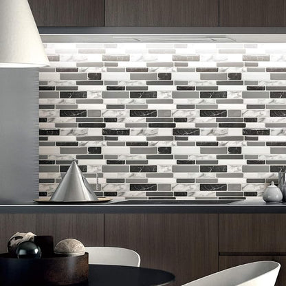 Art3d 6-Pack Peel and Stick Backsplash Wall Tile, 12 x 12 Inch, Marble Grey | Strong Adhesion, Lightweight, Cuttable, Waterproof, Fadeless, Crack Resistant, for Kitchen, Bedroom, Ideal for Recently Moved