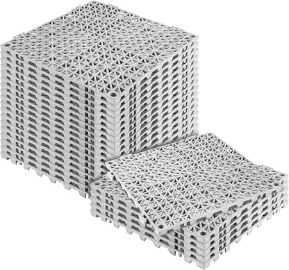 Modular Interlocking Cushion 24 Pack 11.8" x 11.8" Rubber Floor Tiles Non-Slip Splicing Drainage Mats for Deck, Pool, Outdoor Shower, Patio, Balcony, Indoor Bathroom, Kitchen, Yard (Gary)