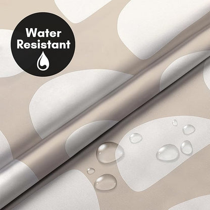 Americanflat 72x75 Hookless Shower Curtain - Water-Resistant Modern Shower Curtain with Sheer Panel, Snap-in Liner, and Durable Grommets - 100% Polyester - Warm Beige and Ivory