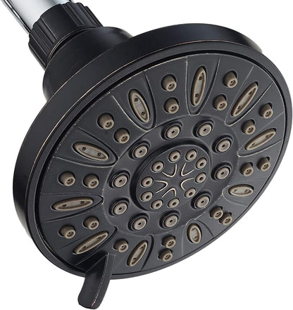 AquaDance OIL RUBBED BRONZE High Pressure 6-Setting 4" Shower Head – Angle Adjustable, Anti-Clog Showerhead Jets, Tool-Free Installation - USA Standard Certified - Top U.S. Brand