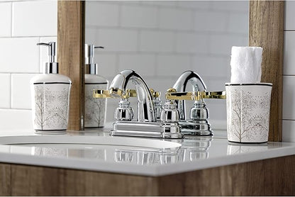 Kingston Brass KB5614FL 4 in. Centerset Bathroom Faucet, Polished Chrome/Polished Brass