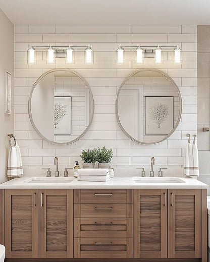HWH Bathroom Vanity Light, Brushed Nickel, 4-Light, 5CCT, 5HLT63B-4W-LED BN | 4 Light Modern Bathroom Vanity Lights Over Mirror, Brushed Nickel Dimmable 24W LED, Dimmable Integrated LED Lighting