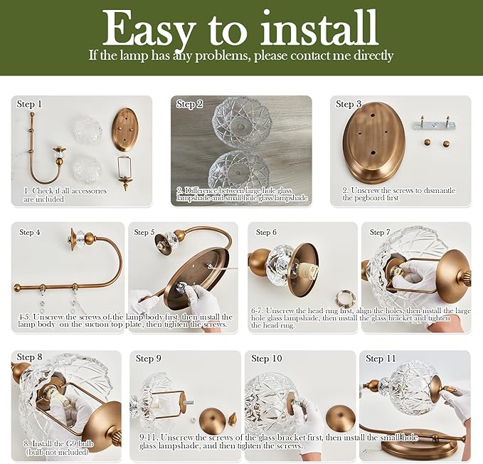 Vintage Gold Wall Sconce with Glass Globe Shade Mid Century Brushed Brass G9 Bulb Vanity Light Indoor Wall Light for Bathroom Farmhouse Bedroom Living Room Hallway