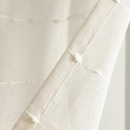 Lush Decor Farmhouse Textured Sheer Window Curtain Valance, 52"W x18"L, Beige