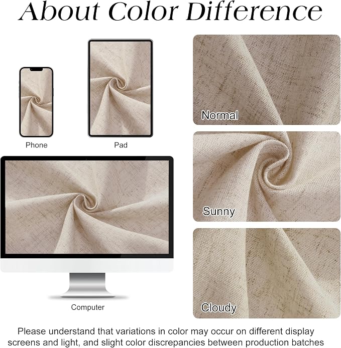 Extra Long Linen Shower Curtain 90 Inch Long Shower Curtains Set with Hooks for Bathroom Boho Farmhouse Fabric Neutral Cloth Modern Cottage Core Waterproof,Birch Beige