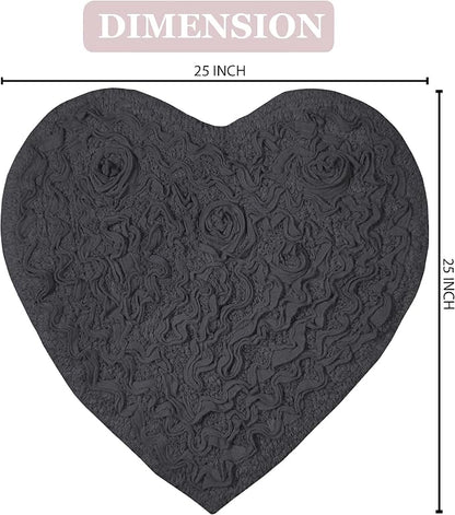 Home Weavers Bell Flower Collection 100% Cotton Tufted Bath Rugs, Extra Soft and Absorbent Bath Rugs, Non-Slip Bath Mats, Machine Washable, Bath Mats for Bathroom Floor and Tub, 25"x25" Heart, Gray