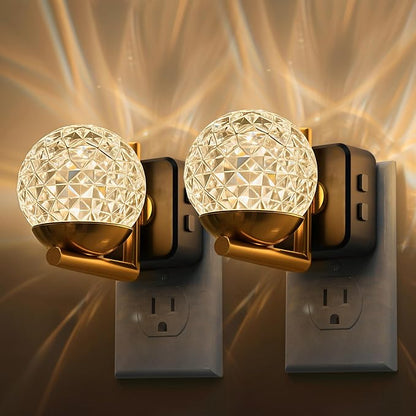 L LOHAS LED Night Lights Plug Into Wall 2 Pack, Dusk to Dawn Sensor | 10-Color RGB Dimmable Night Light, 180°Rotating Plug in Night Light for Bathroom, Hallway, Bedroom, Stairway