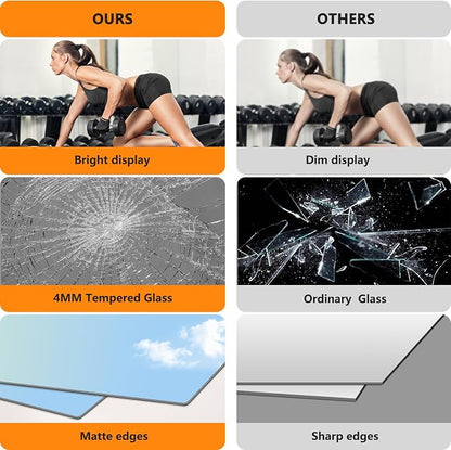 Home Gym Mirror for Wall, 60x25x2PCS Frameless Full Length Mirror, Silver | HD Shatterproof Glass, Easy Wall Mount, Large Body Mirrors for Home Gym, Workout, Bedroom, Garage