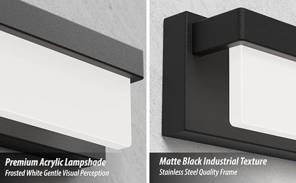 LED Bathroom Vanity Light Fixture Over Mirror 32.3 inch Modern Rectangle Black Matte Metal Lighting Bar 4000K Daylight Wall Sconce (Black)