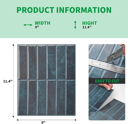 LONGKING 10-Sheet Blue Peel and Stick Backsplash for Kitchen Wall, Kitchen Backsplash Wall Tile, Waterproof Back Splash Stick on Tiles for Bathroom | Peel and stick backsplash, self-adhesive wall tile, Blue, waterproof, kitchen bathroom wall, 10-sheet,...