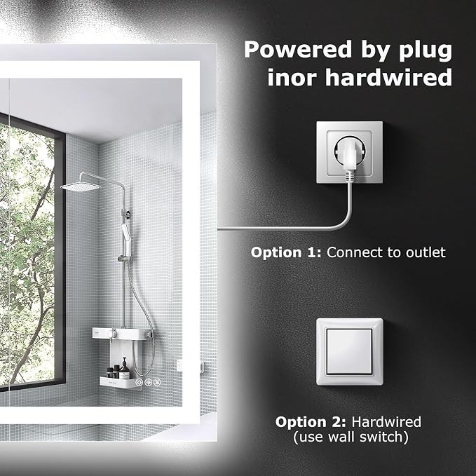 Hivone 72"X36" LED Bathroom Mirror with Lights, Anti-Fog, Dimmable, Backlit + Front Lit, Smart Bathroom Vanity Mirror, Memory Function, Shatterproof, Tempered Glass (Horizontal/Vertical)