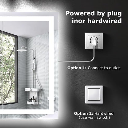 Hivone 72"X36" LED Bathroom Mirror with Lights, Anti-Fog, Dimmable, Backlit + Front Lit, Smart Bathroom Vanity Mirror, Memory Function, Shatterproof, Tempered Glass (Horizontal/Vertical)